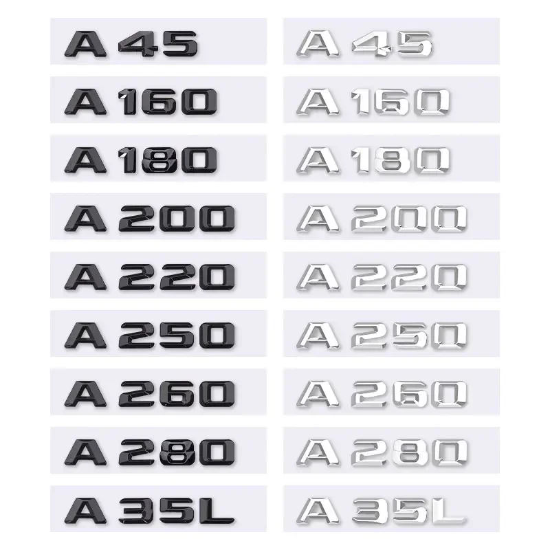 

A45 A160 A180 A200 A220 A250 A260 A280 A35L letter logo car sticker for mercedes benz A class refit rear boot label trunk badge