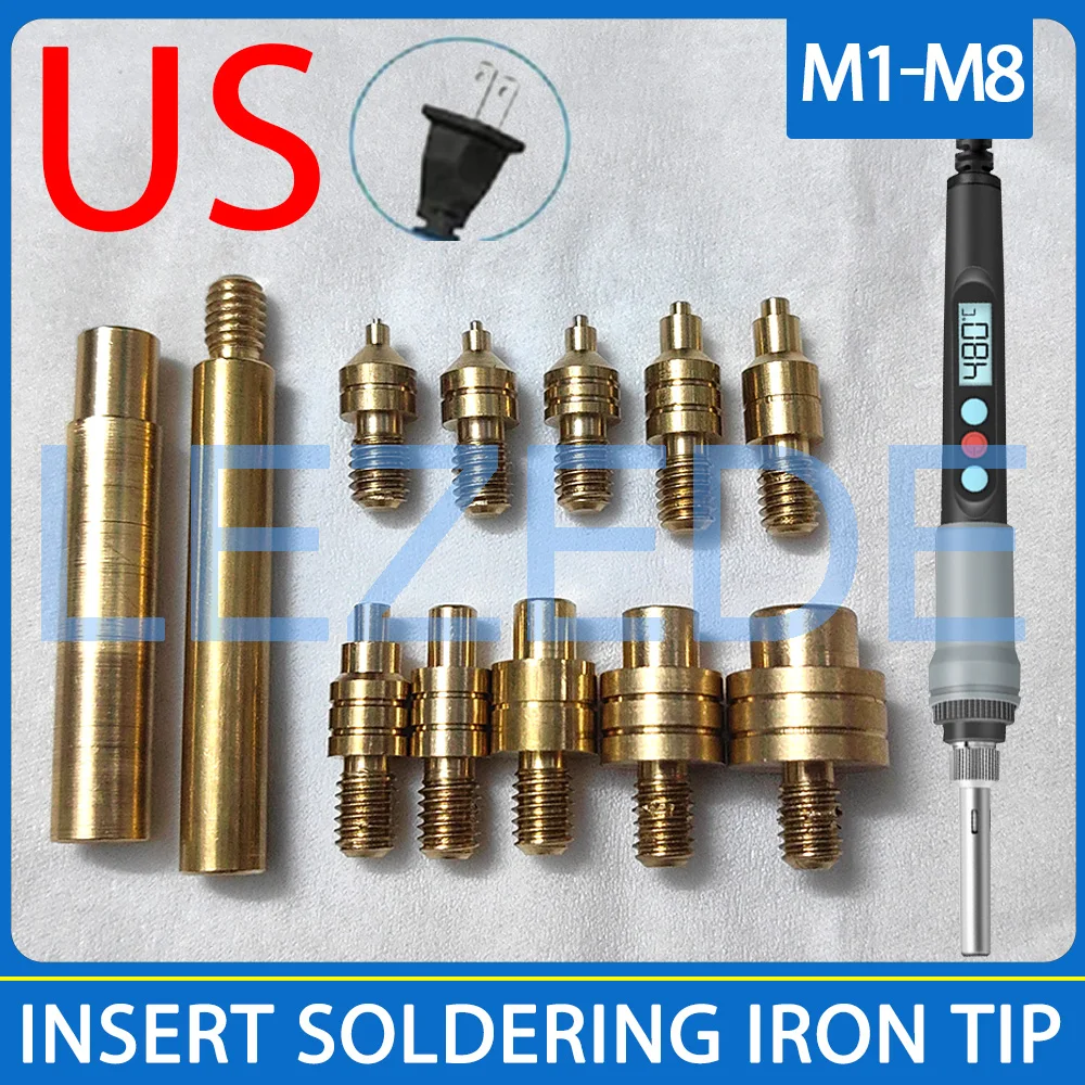 Heat Set Insert Tool Soldering Iron Tip for 3D Printing M3 M4 M5 M6 Hot Melt Thread Embedded Copper Nut Insertion Tool Kit
