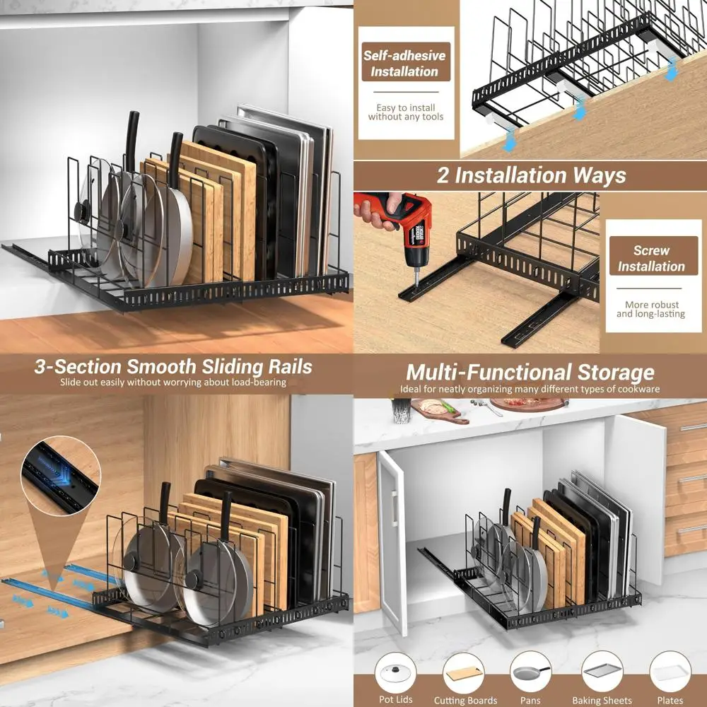 صينية خبز قابلة للتوسيع ومنظم ألواح البسكويت، حل تخزين لوح القطع قابل للتعديل بعرض 13-22 بوصة