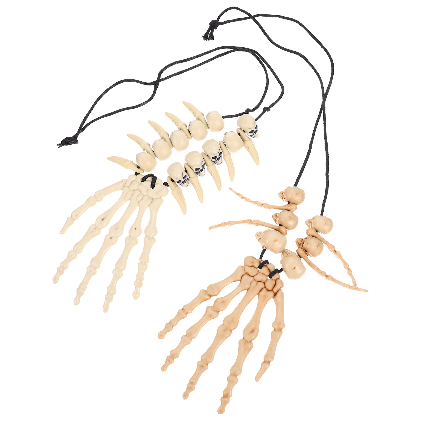 

2Pcs Halloween Skull Necklaces Resin Hand Bone Pendants Retro Clavicle Chains Party Decoration Supplies Jewelry Gifts