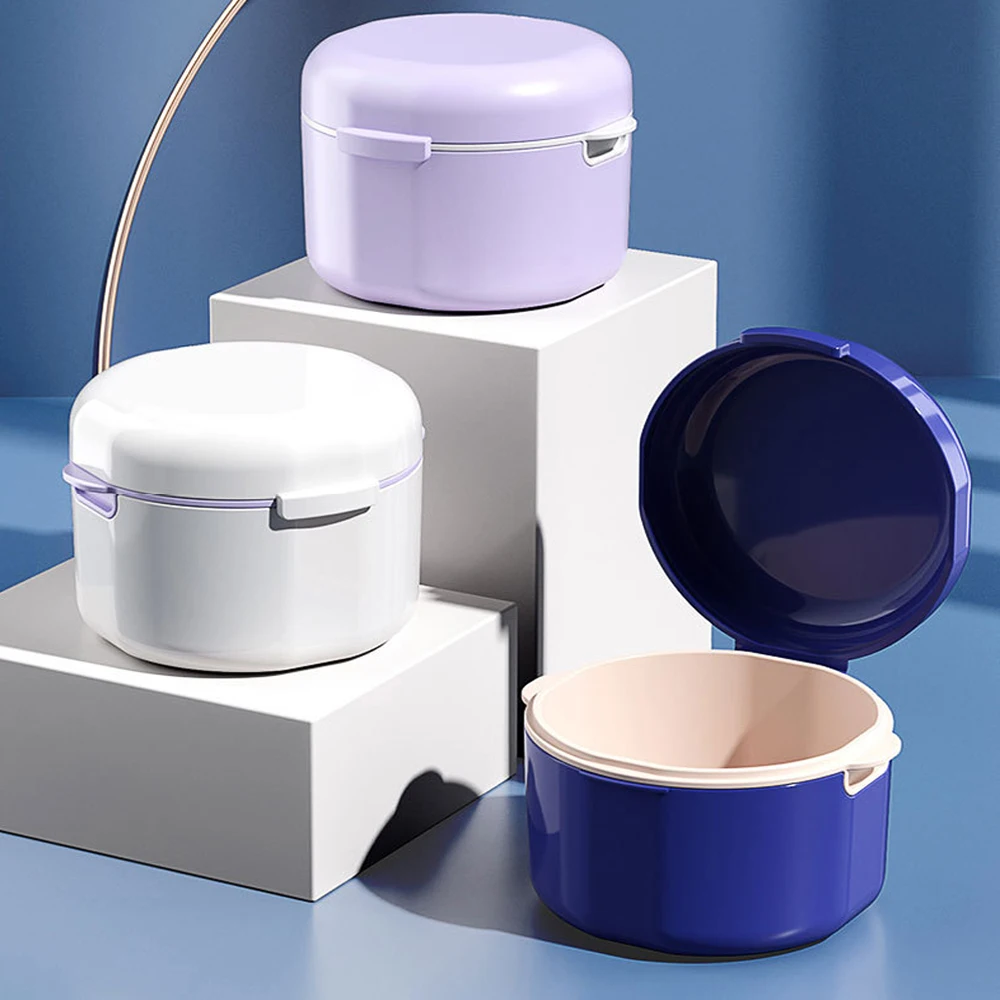 2pcs Dental High Quality Retainer Storage Box Soaking Invisible Teeth Denture Cleaning Tooth Storage Portable Belt Storage Case