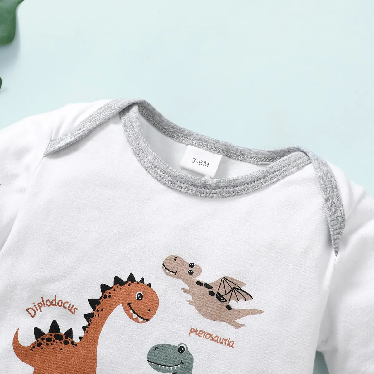 0-24 Months Toddler Baby Boy 2PCS Suit Set Cartoon Dinosaur Short Sleeve Bodysuit+ Shorts Fashion Cute Soft Newborn Summer Wear