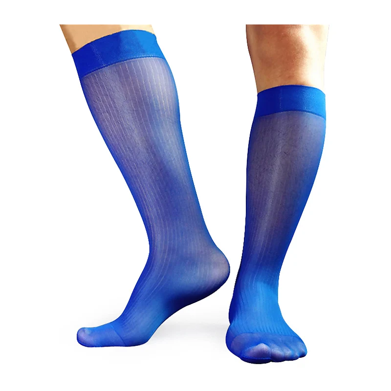 Ultra Thin Sheer Stripe Men Formal Dress Suits Hose Stockings Softy Sexy Men Long Socks Knee High Male Silk Stockings