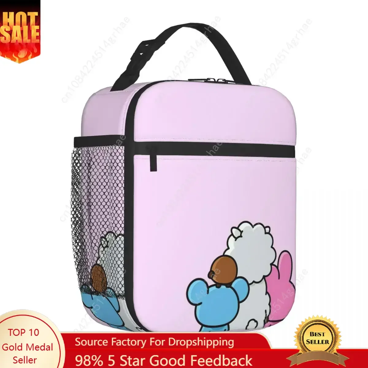 Kpop Cartoon Insulated Lunch Bags Thermal Bag Reusable Lunch Container Music Leakproof Lunch Box Tote Food Bag Work Outdoor