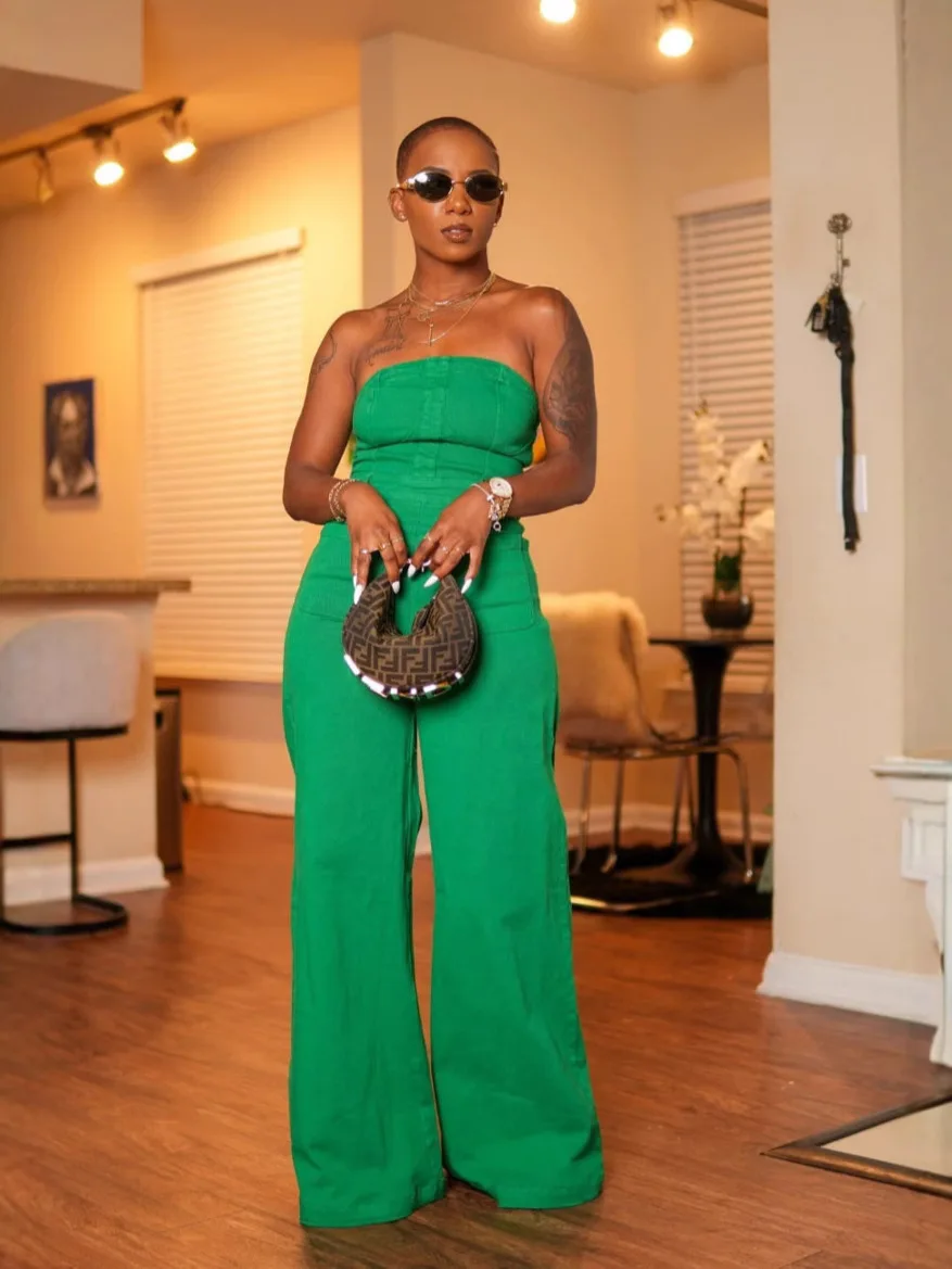 

Комбинезон без бретелек с пышными брюками-палаццо, однотонный, с топом-бандо, повседневный, элегантный, для курортного отдыха, пляжный, комбинезон-плейсьют