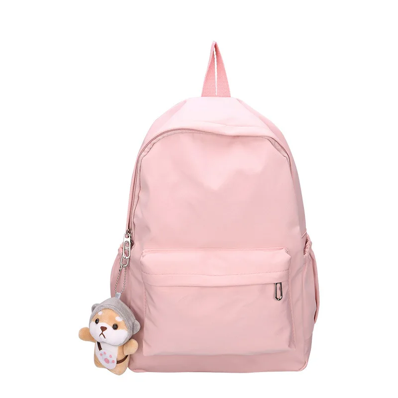 Women Schoolbag Waterproof Large Capacity School Backpack Smooth Zipper Solid Color Teens Girl Casual Daypack Bag Student Supply
