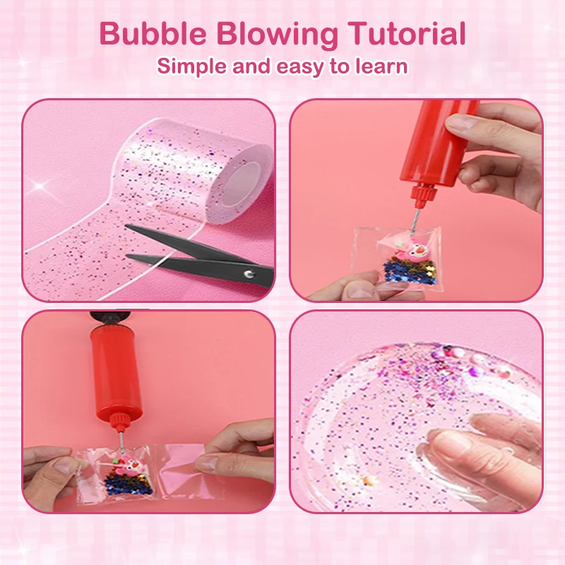 **DIY Craft Pinch Toy Making Blowable Bubble Tape Non-marking Double-sided Adhesive Reusable Color High Sticky Nano Tape view 5