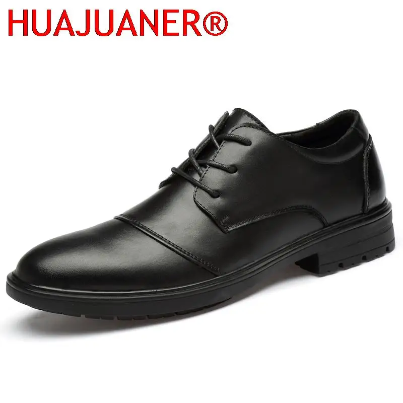 

New High Quality Genuine Leather Men Gentleman Shoes Lace-Up Business Dress Shoes Mens Oxfords Shoes Male Vintage Formal Shoes