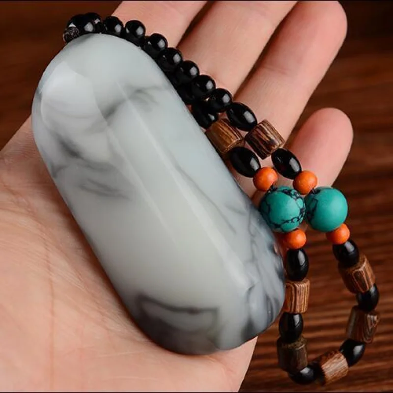 

Natural Hetian Jade Blue and White Rough Stone Handheld Piece Xinjiang Hetian Jade Blue and White Original Stone Handheld Piece