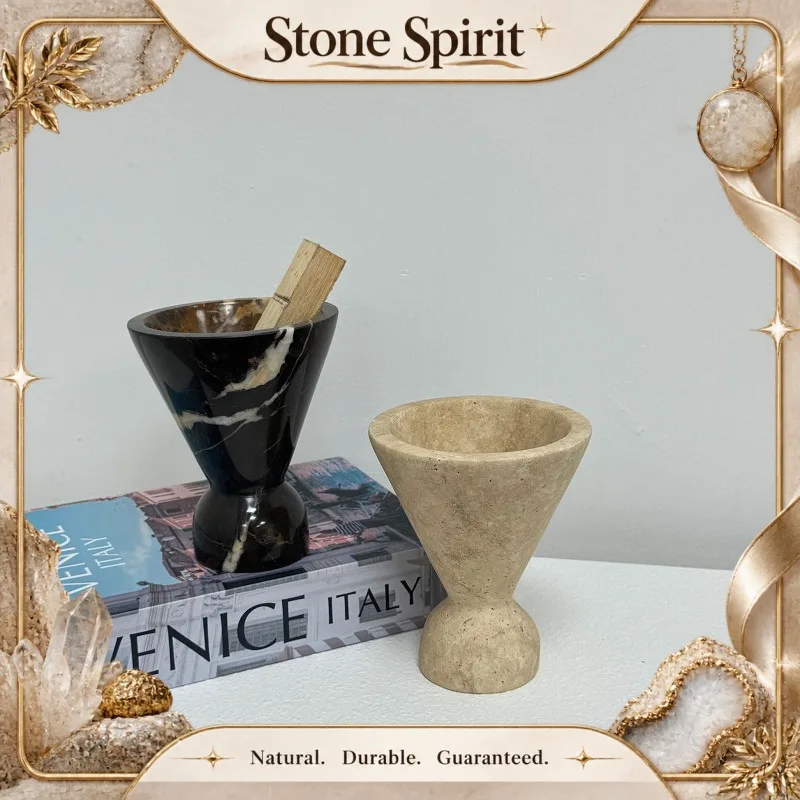 Natural Yellow Travertine Aromatherapy Diffuser Modern Simple Home Decor Ornament for Living Room Bedroom Study TV Stand