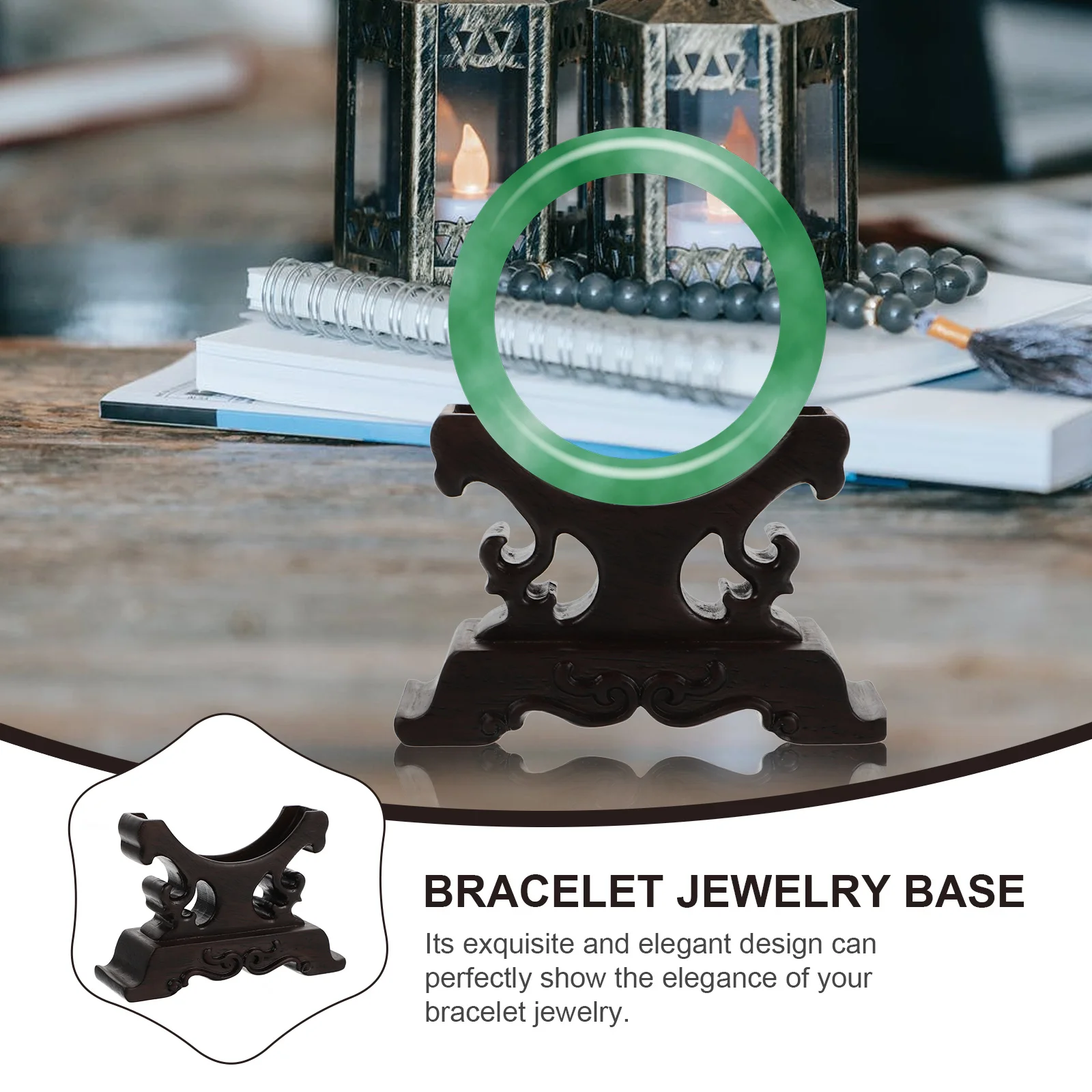 Bracelet Display Rack Wooden Base Compact Stable Jewelry Holder Home Office Store Wooden Bracelet Holder