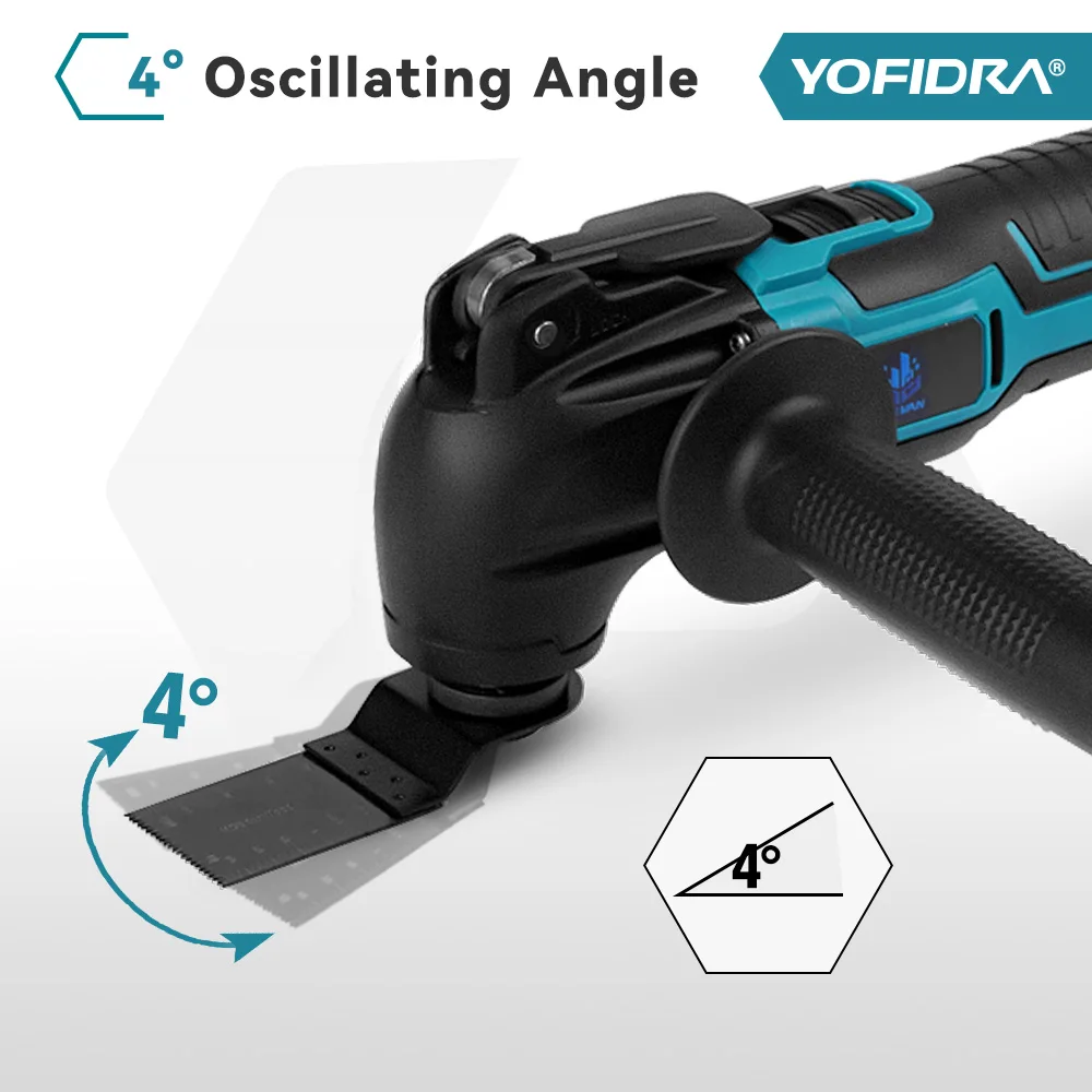 YOFIDRA 600W Oscillating Multi Function Tool 20000PM Electric Saw Trimmer Cutting Woodworking Power Tool for 21V 18V Battery