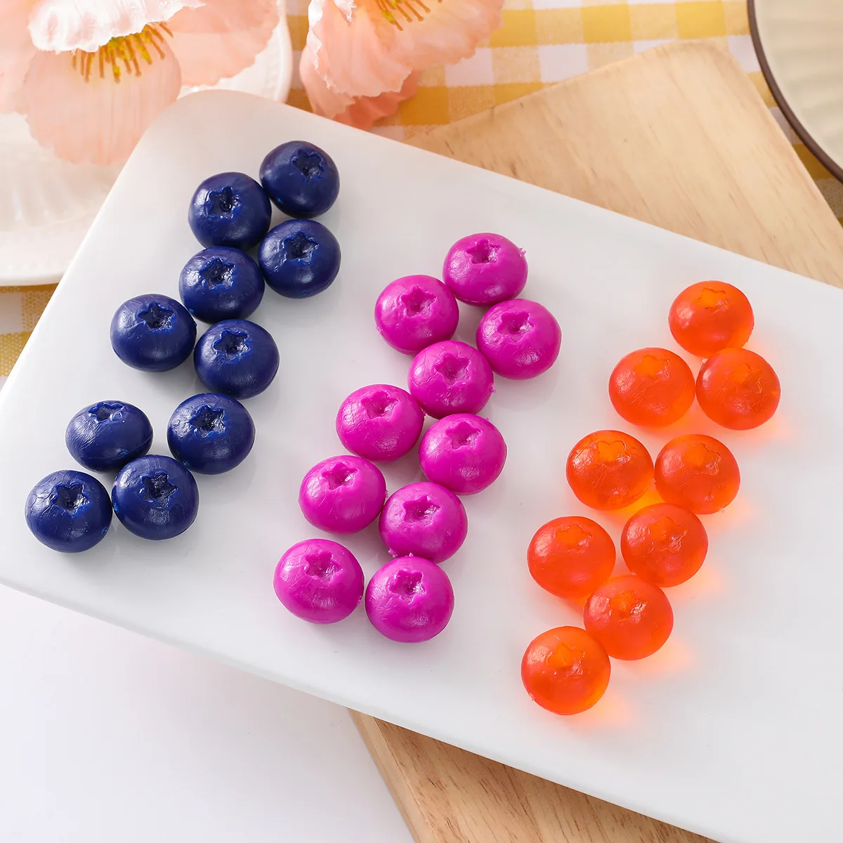 Silicone Simulated Blueberries Vivid Foam Fruit Models Artificial Berries Decoration Photography Props Food Accessories 50pc/lot