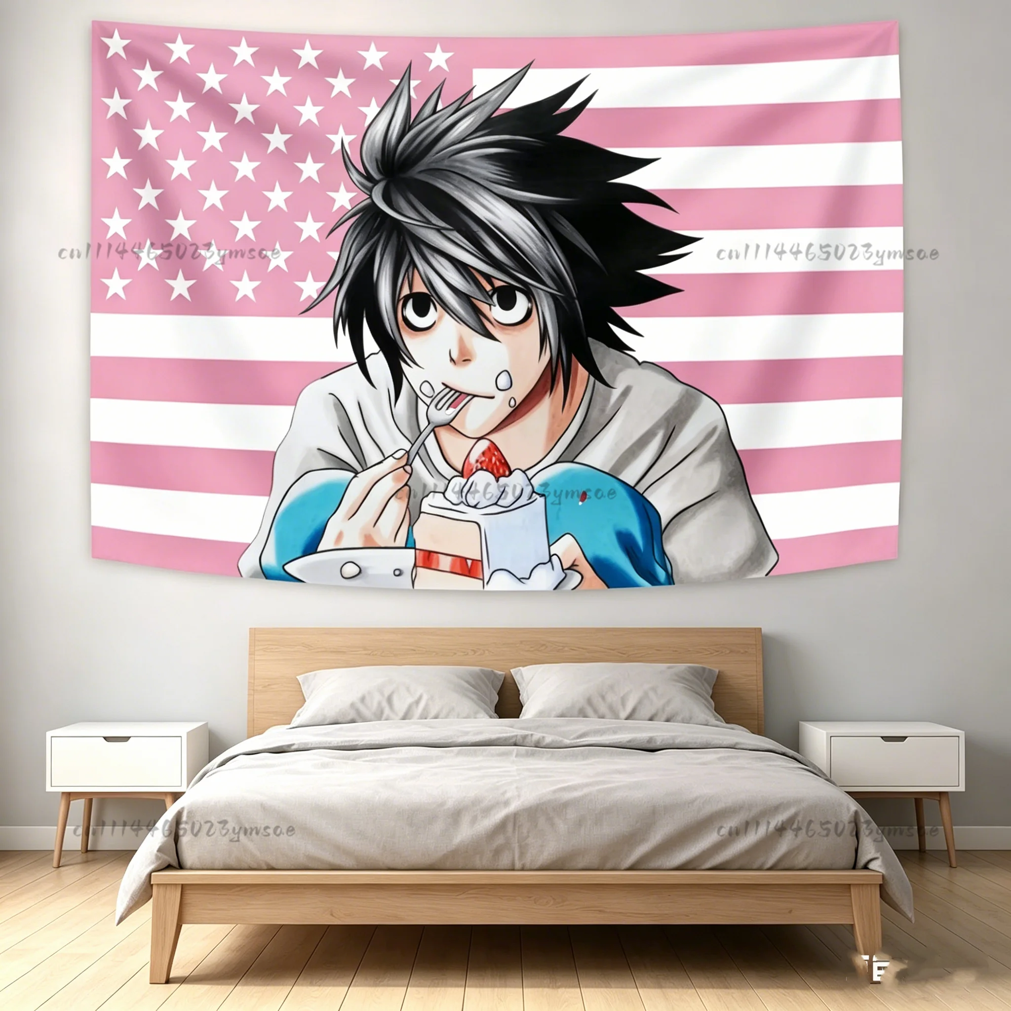 Popular Anime Tapestry D-Death-Note Pink Amrican Flags Wall Hanging Backdrop Cloth Banner For Bedroom Dorm Home Wall Decoration