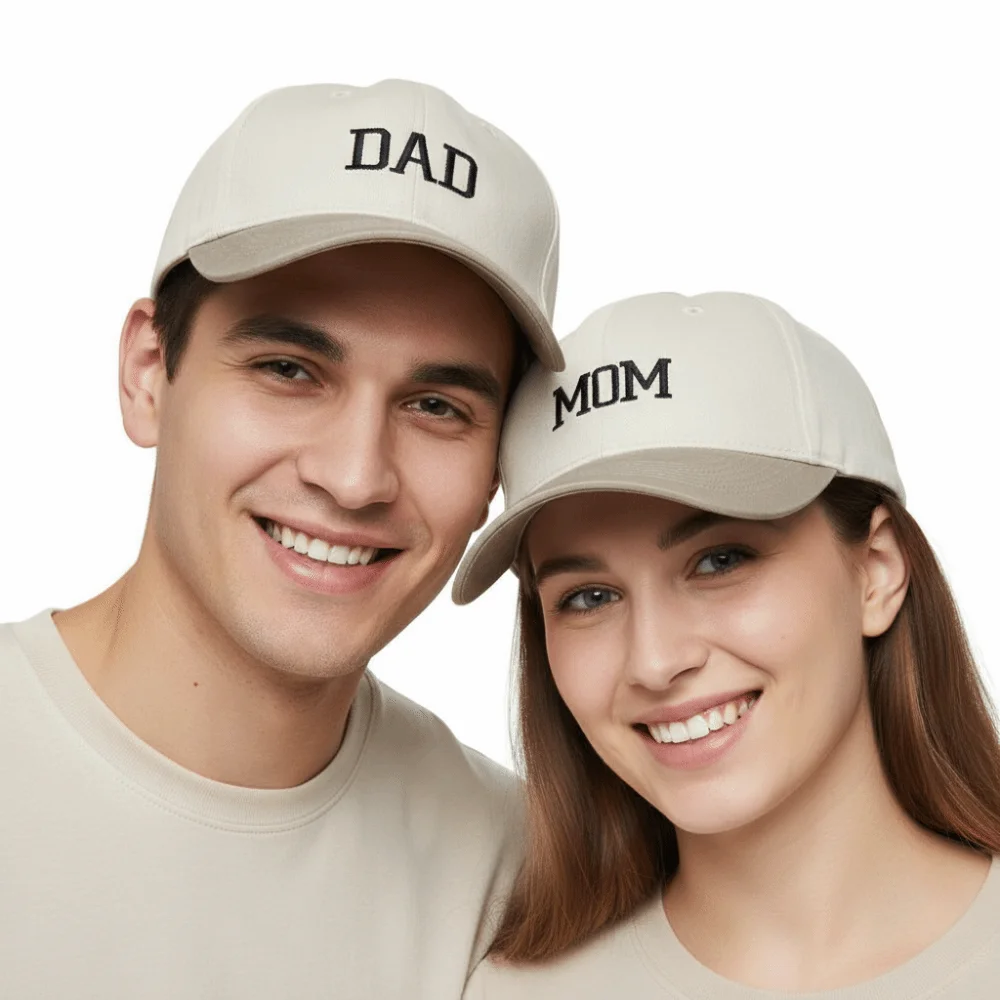 Vintage Letter Embroidered Mom Dad Baseball Cap Two-Tone Adjustable Parent Matching Hat Couple Cap For Man Women