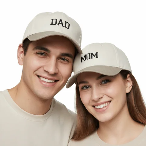Vintage Letter Embroidered Mom Dad Baseball Cap Two-Tone Adjustable Parent Matching Hat Couple Cap For Man Women