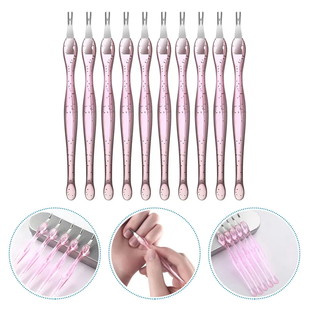 

NOLITOY 10pcs Dead Skin Remover Nail Art Tool Kit Stainless Steel Cuticle Pusher Removal Stick