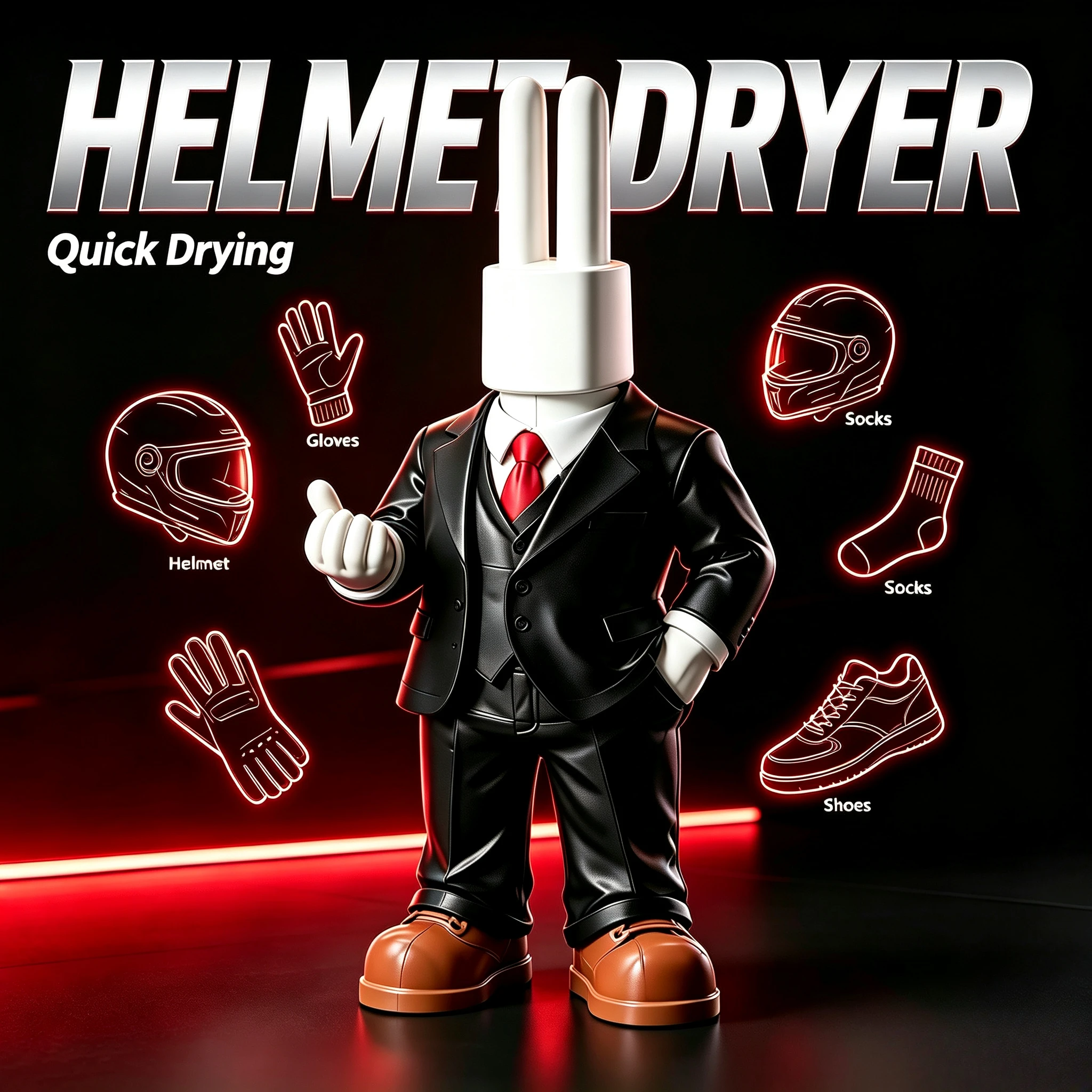 Suits-style multi-functional cycling equipment dryer, ultraviolet deodorizer, mascot figurine decoration