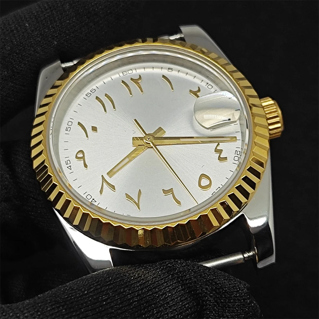 NH35 Watch Case + Watch Dial + Watch Hands Set 28.5mm Arabic Alphabet Dial 36mm Sapphire Mirror Case Accessory for NH35 Movement