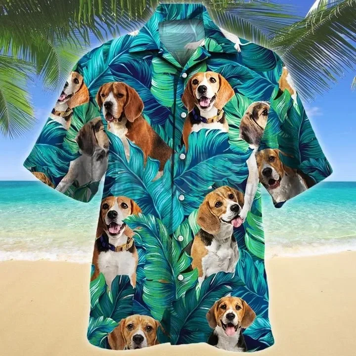 Beagle Red Tribal Pattern Hawaiian Shirt 3D All Over Printed Hawaiian Shirt Men's For Women's Harajuku Casual Shirt Unisex