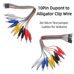 10Pin Dupont Male to Alligator Clip Wire 20/30cm Pure Copper Test Jumper Cable for Arduino