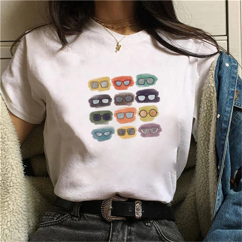 Glasses Oversized T-shirt For Women high quality White T-shirt Print Graphic Tees Summer Short Sleeve Tops T-shirt dropshipping