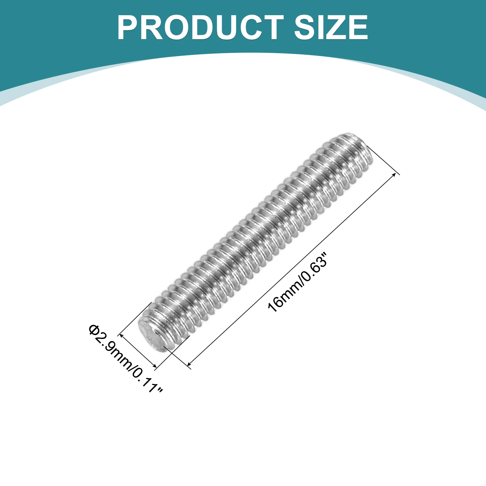 10Pcs Fully Threaded Rod M3 M4 Headless Bolt Thread Stud Rods Screws 15-500mm Length 304 Stainless Steel Rods with Nuts Washers