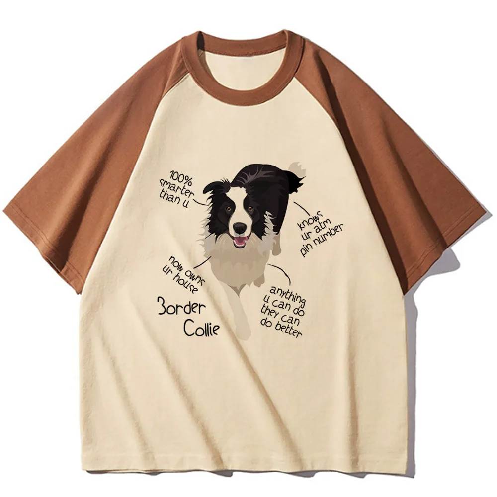 Border Collie tshirt women summer patterned streetwear t shirt girl streetwear Japanese clothing