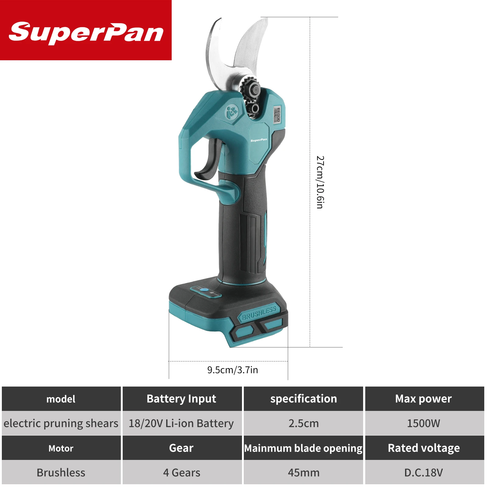 cordless-brushless-pruning-shears-25cm-cut-led-display-multi-function-garden-power-toolfor-makita-battery