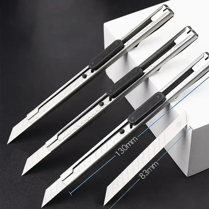 15pcs Stainless Steel Retractable Utility Knife 9mm Snap Off Blades Hobby Knife Box Cutter Perfect For Cutting At Home