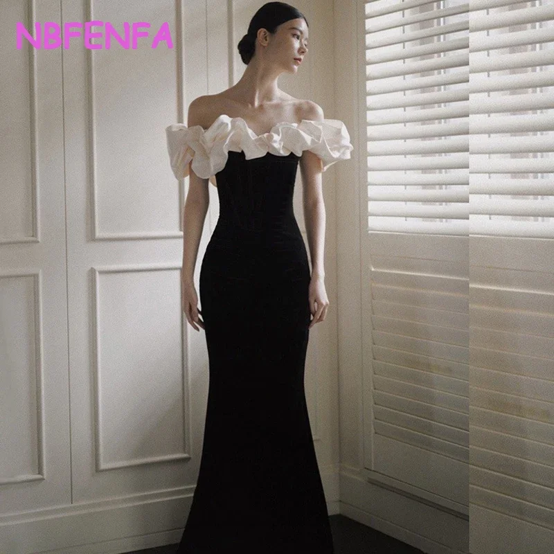 Nbfenfa francês cetim luz vestido de casamento 2024 nova noiva simples fishtail formal ocasião vestidos de noite saia vestidos de noche