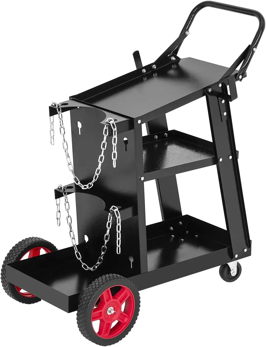 Tacleekii  Welding Cart 3-Tier Welder Cart with Swivel Wheels Safety Chains for Plasma Cutter Welding Machine with Handle and Gas Tank Holder,220 Lb Weight Capacity