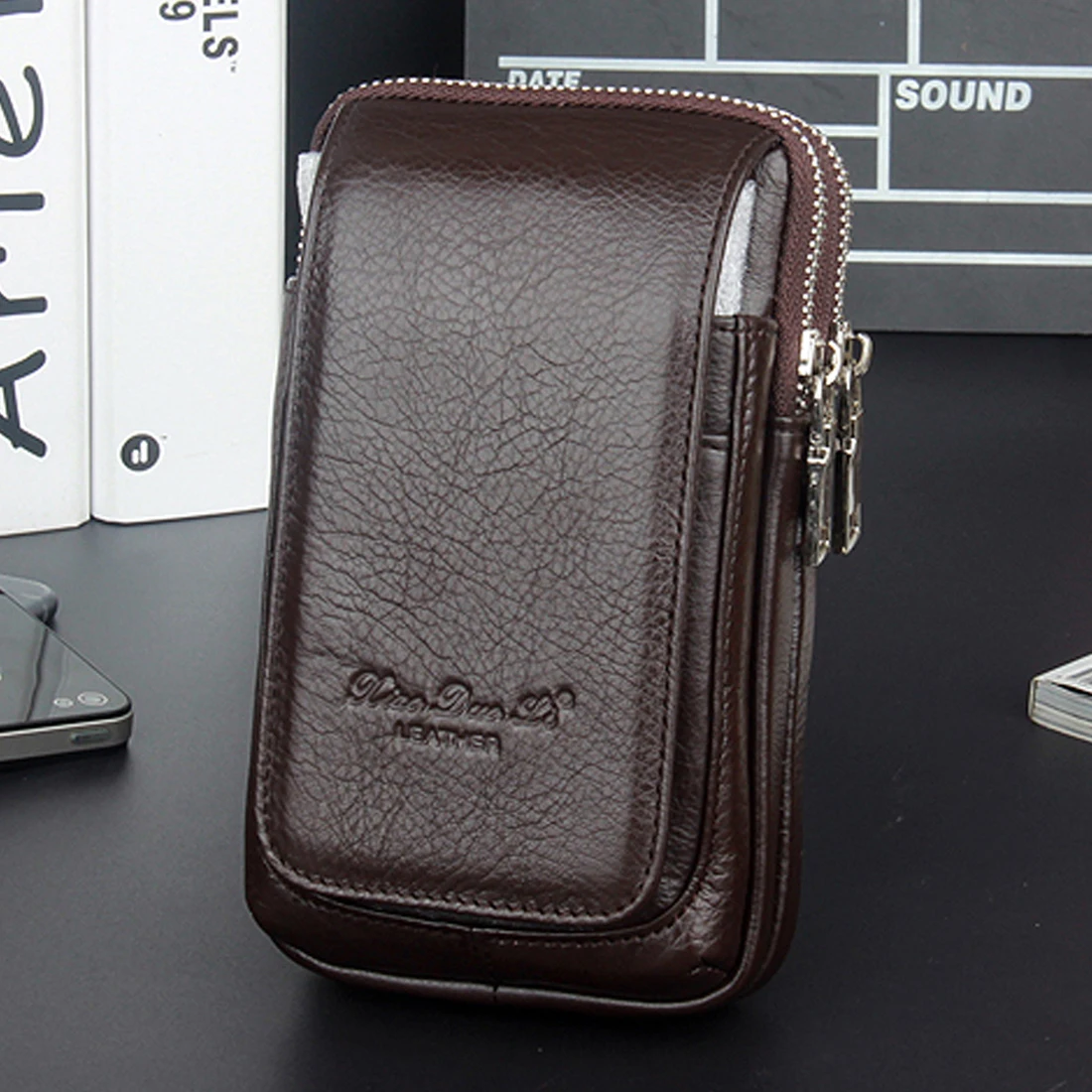 Men Genuine Leather Waist Fanny Pack Belt Bag Purse Cigarette ID Card Holder Pocket Pouch Bum Cell/Mobile Phone Case Cover Bags