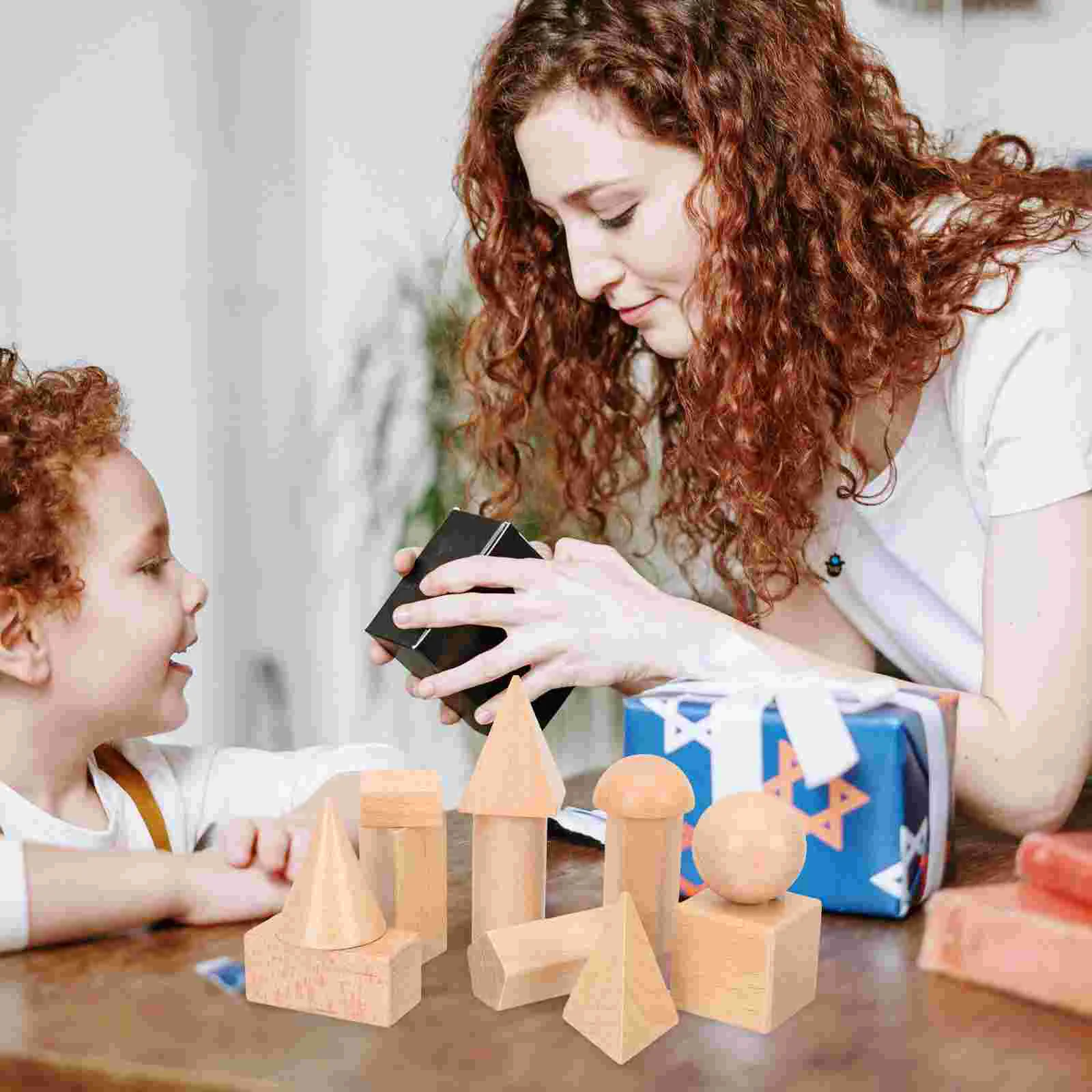 12 Stuks Geometrie Model Kleuterschool Wiskunde Spelletjes 3d Vormen voor Kinderen Speelgoed Houten Geometrische Voorschoolse Manipulatives Primaire Kind