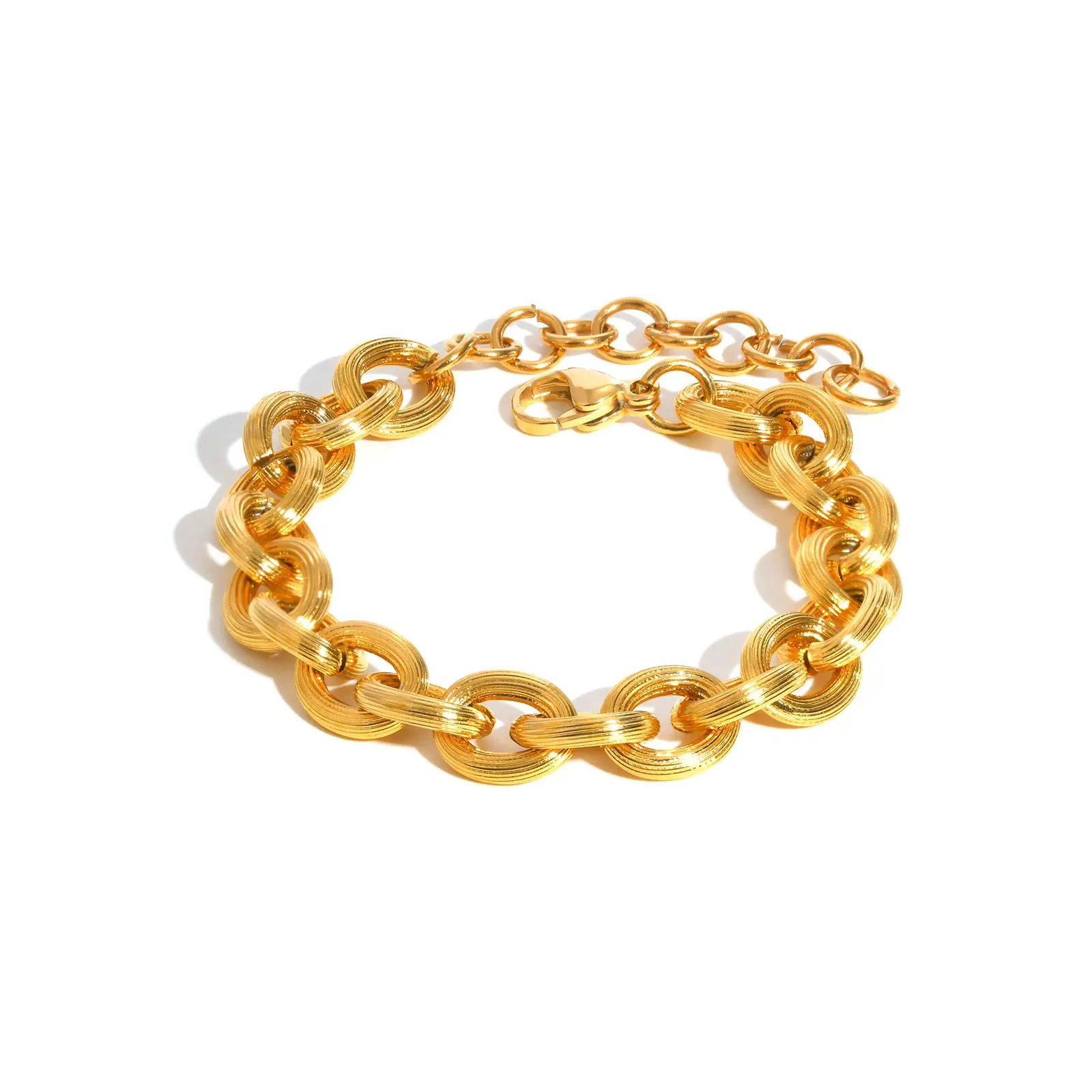 Gold Color Stainless Steel Chunky Chain Bracelet For Women, Thick Twist Texture Charm Bracelet, Simple Luxury Jewelry Gift