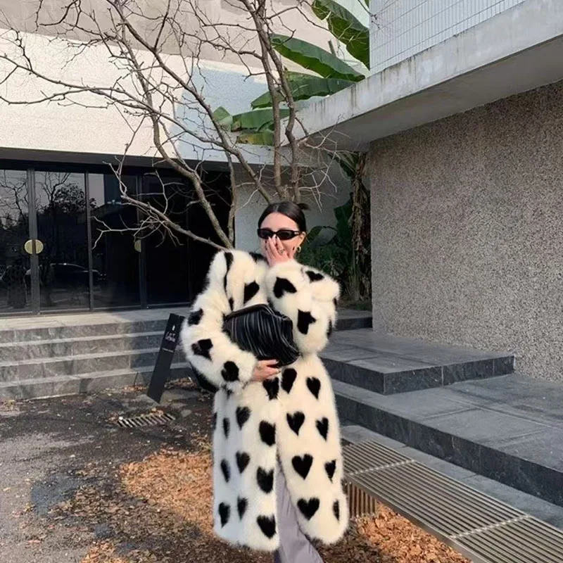 Bontjas Herfst en winter Nieuwe Qianjin Love Losse winter Milieubescherming Imitatie vossenbont Halflange jas Buitenlandse stijl