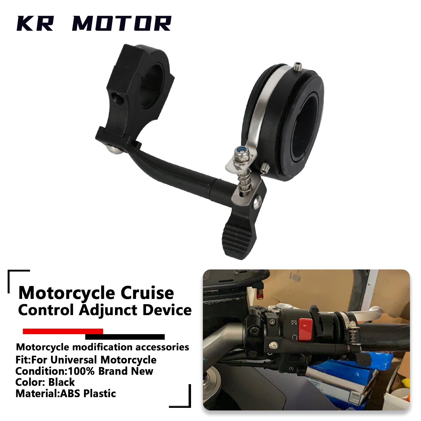 

For Universal Motorcycle Cruise Control Throttle Assist Clamp Grip Accelerator Assistant Black Accessory With 7/8" And 1" Bars