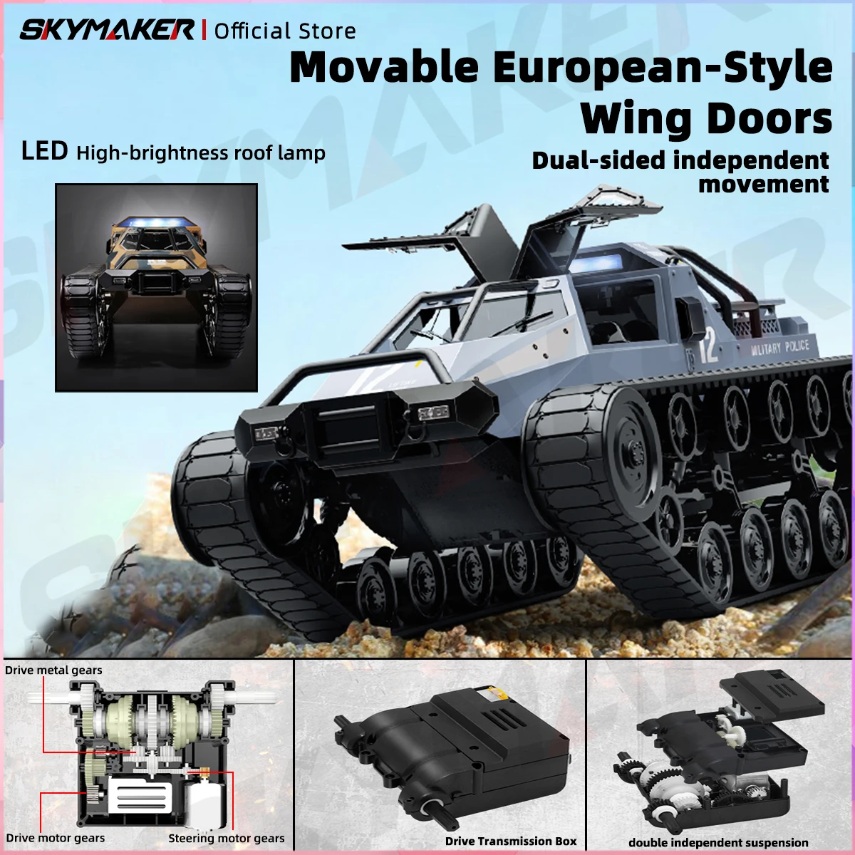 JJRC C8812 Max Tracked Tank Model Remote Control Off-Road Vehicle 360 Degree Rotation Drift  RC Car 2.4G Full Scale for Kids