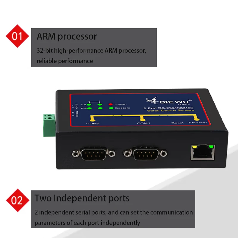 Imagem -06 - Lan Adaptador 10 100mbps de Grau Industrial Serial Dispositivo Servidor Rede Serial Servidor Rs232 485 a Porta Ethernet Servidor Rj45