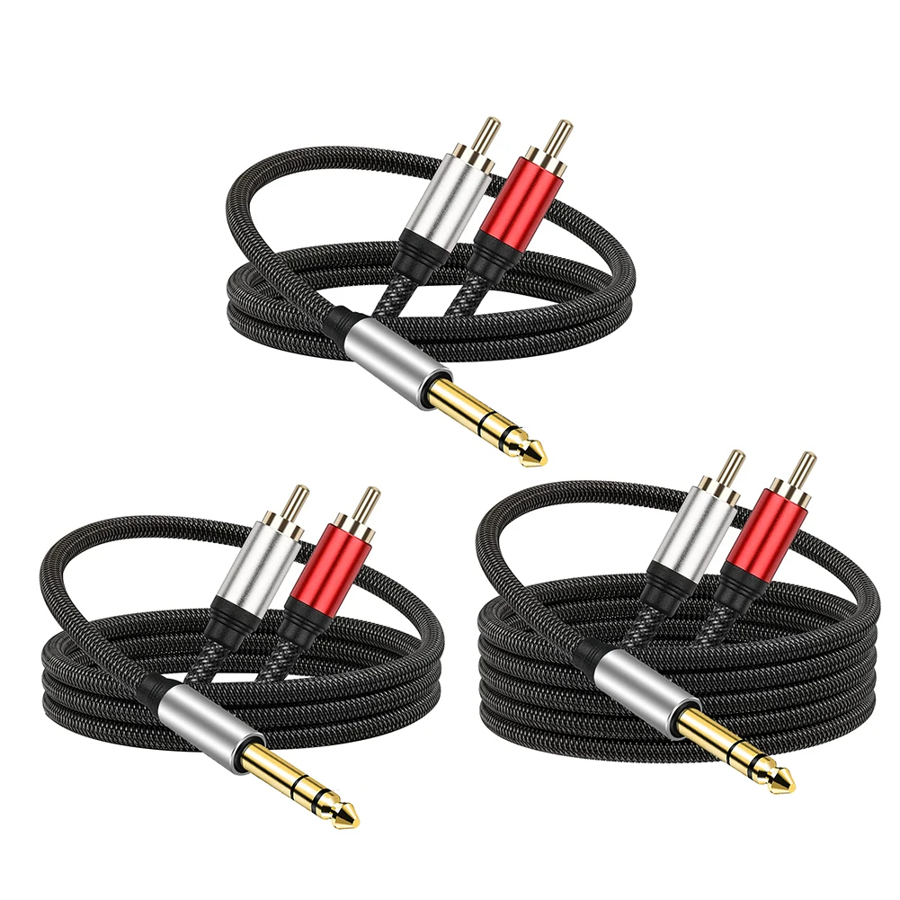 Cable Divisor Macho de 6.35mm a Doble RCA Macho, Excelente Sonido, Conector Estéreo TRS Macho de 1/4 de Pulgada a Cable RCA Macho, Fácil Conexión