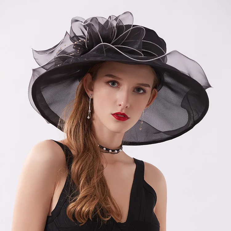 Eugenia European style hat, vintage flower top hat, women's summer mesh fisherman hat, sun protection, foldable sun hat