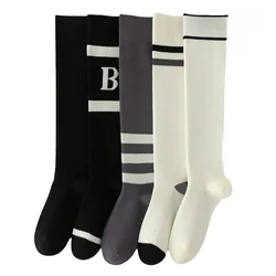 Calf Socks Pressure Slim Slimming Socks Casual Sport Long Tube Socks Women's Fashionable Preppy Style Elastic Knee Length Socks