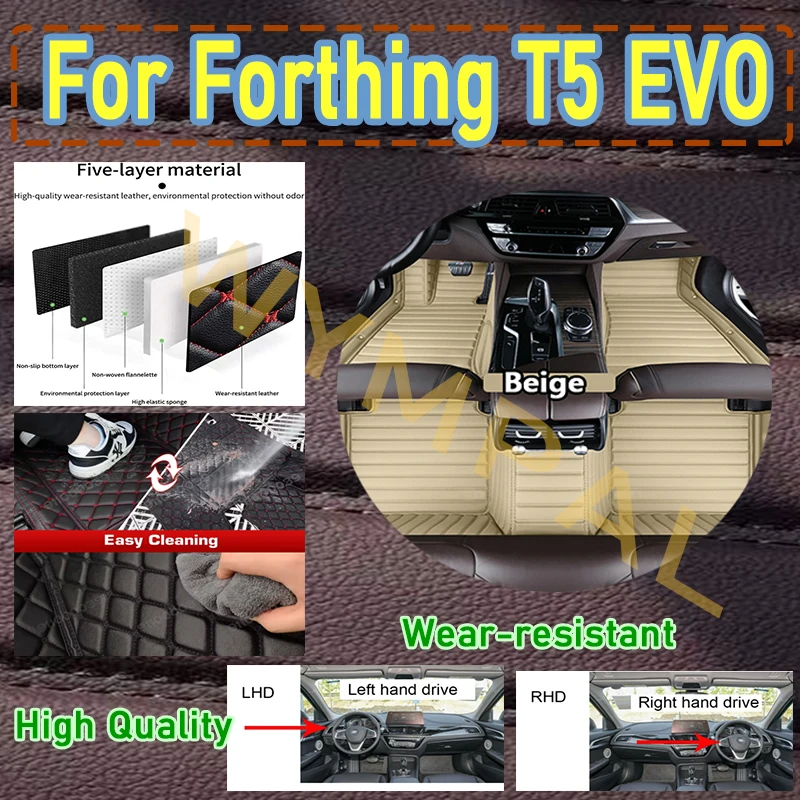 

Luxury Custom Car Floor Mats For Dongfeng Forthing T5 EVO 2021 2022 2023 Foot Pads Automobile Carpet Cover Interior Accessories