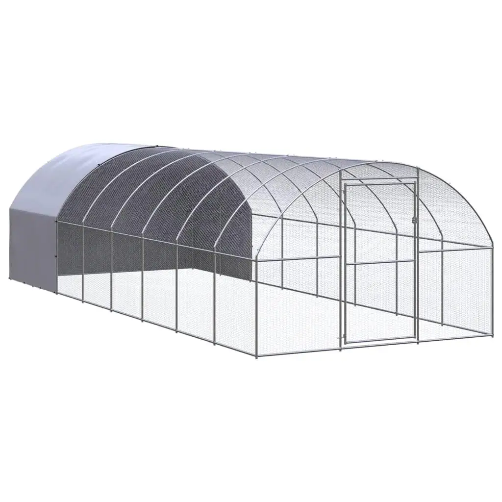 Spacious 9.8'x26.2'x6.6' Galvanized Steel Outdoor Chicken Coop for Safe Poultry Housing