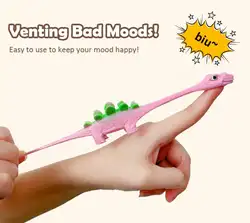 10pcs Mini Dinosaur Slingshot Toy Kids Children Creative Cartoon Animals Finger Games Stress Relief Shooting Playing Favors