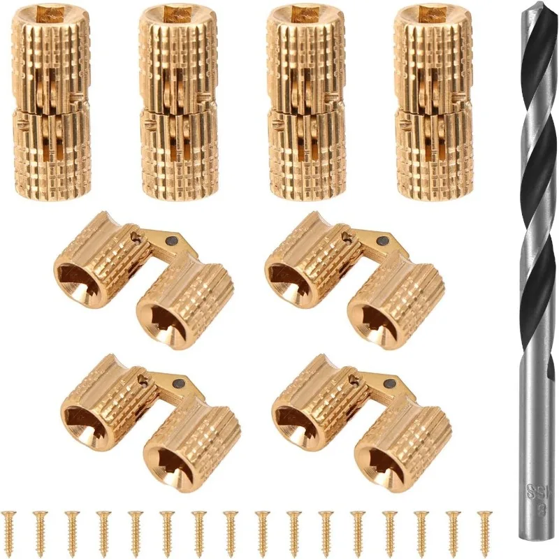 

Скрытая латунная петля для дверей 8 мм (0,31 дюйма) (с насадкой для сверления), 180 шт. ° Скрытая петля для шкафа