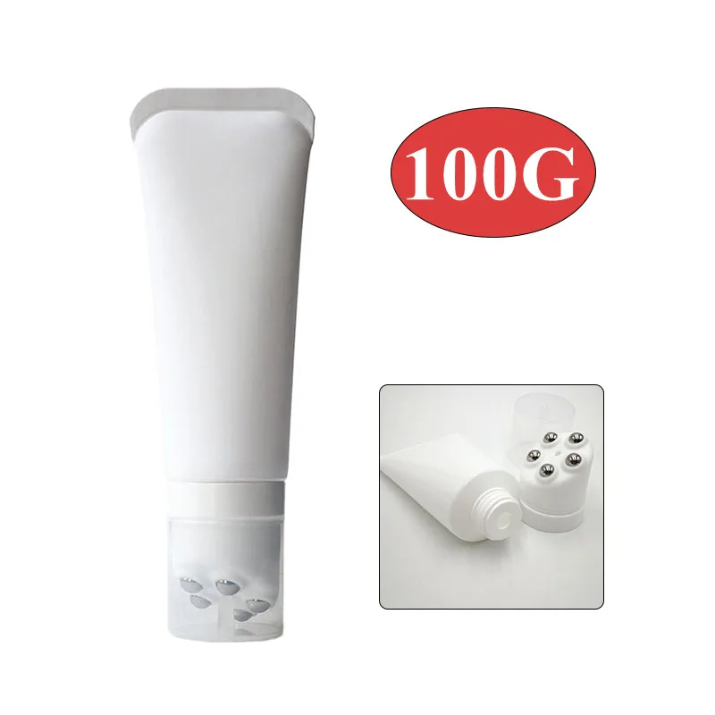 1Pcs 100g Kosmetische Weichen Schlauch Stahl Ball Massage Flasche Hals Creme Körper Lotion Massage Creme Wiederholbare Kunststoff behälter   ﻿