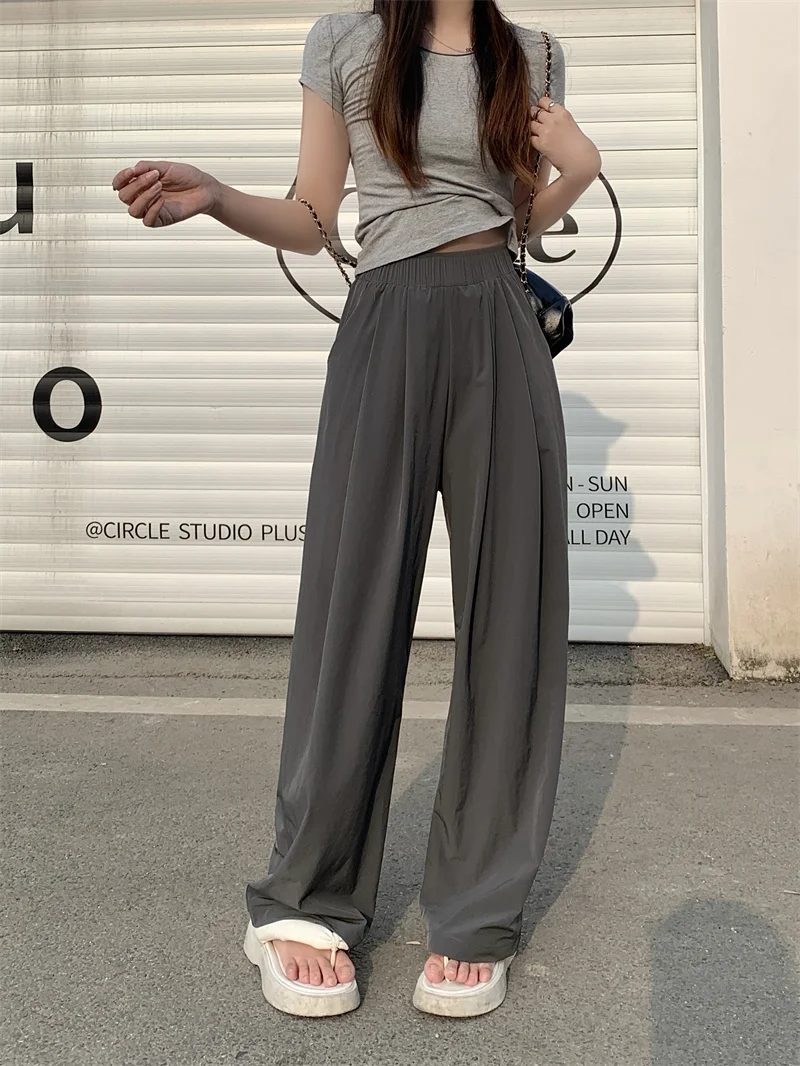 Loose Suit Pants For Women In Summer Shake Pants Casual Pants Drape High Waist Straight Wide Leg Pants