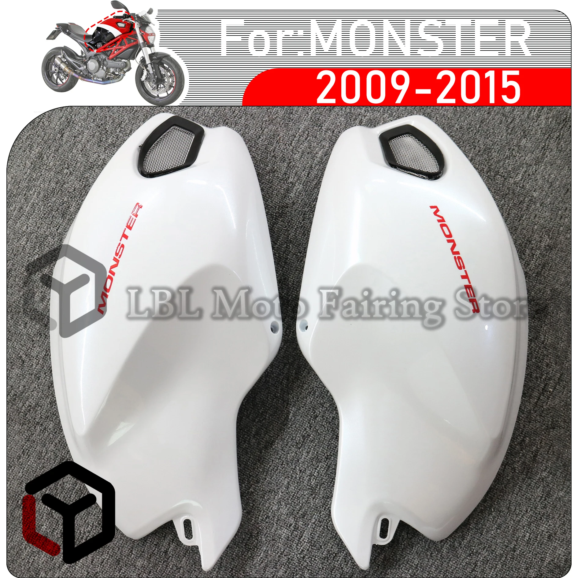 

For Ducati Monster 696 795 796 M 1100 1100S EVO 2009~2015 ABS injection molding Motorcycle Left Right Side Tank Cover fairing