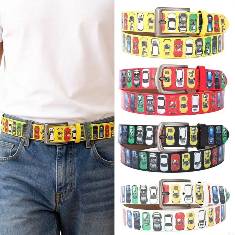 3D Car Pattern Pin Buckles Waist Belt For Adult Teens Street Wear Adjustable Waist Strap for Hiphop Dancing and 2000S Cosplay